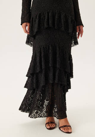 Frill Lace Long Sleeve Maxi Dress