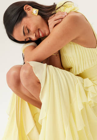 Frill Ruffle Chiffon Gown