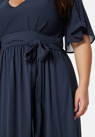 Butterfly Sleeve Midi Dress