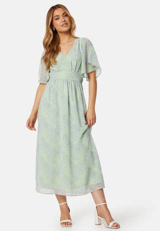 Butterfly Sleeve Midi Dress