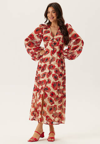 Jacquard Chiffon Midi Dress