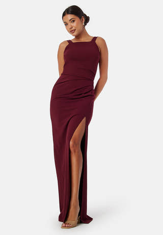 Square neck slit maxi dress