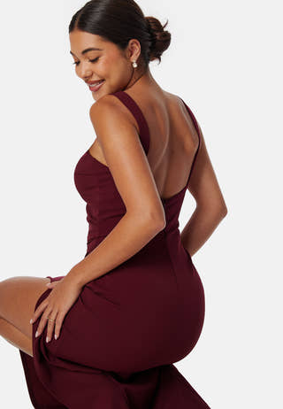 Square neck slit maxi dress