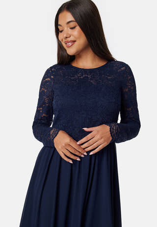 Lace Long Sleeve Midi Dress