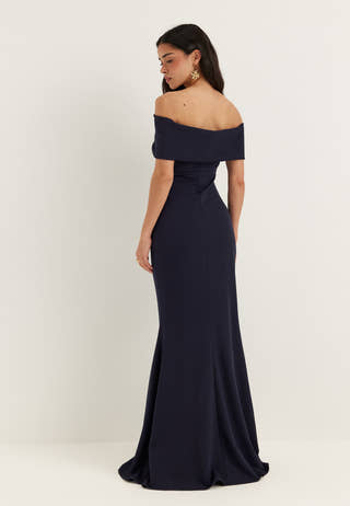 Off Shoulder Pleat Maxi Dress