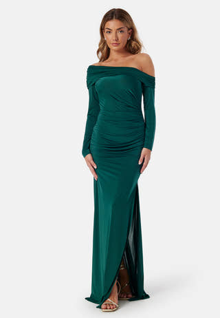 Asymmetric Off Shoulder Soft Gown