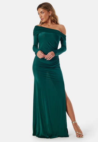 Asymmetric Off Shoulder Soft Gown