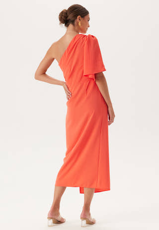 Ruched One Shoulder Midi Dress