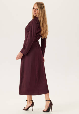 Satin High Collar Midi Dress