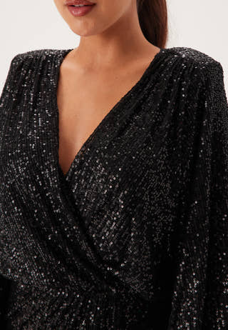 Sequin Wrap Gown