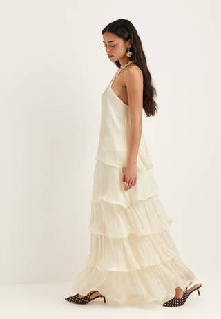 Shimmer Flounce Maxi Skirt