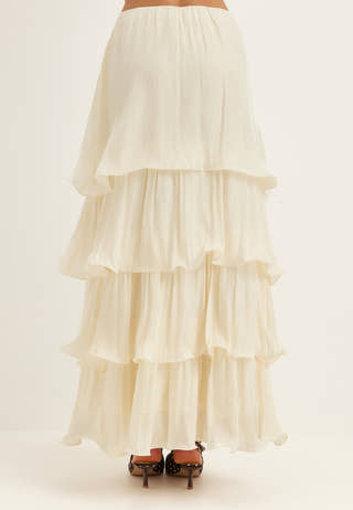 Shimmer Flounce Maxi Skirt