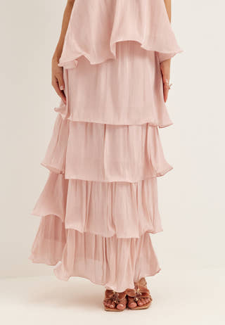 Shimmer Flounce Maxi Skirt