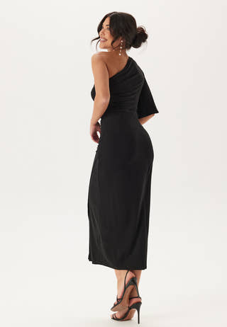 Soft Ruched One Shoulder Midi Dress