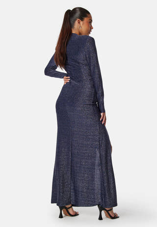 Sparkling Ruched Slit Gown