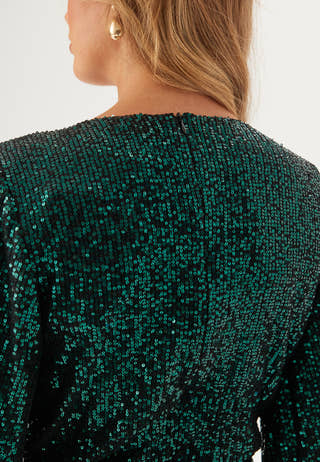 Sequin Wrap Gown