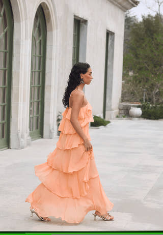 Tie Back Flounce Maxi Dress