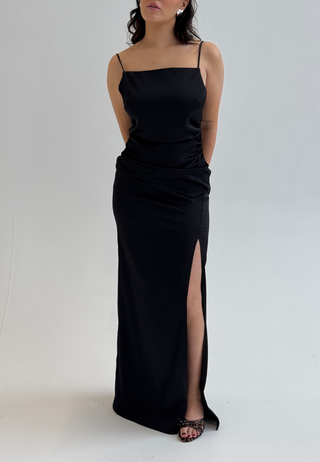 Tie Back Satin Gown