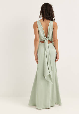 Tie Back Shawl Satin Dress