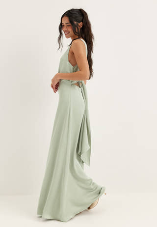 Tie Back Shawl Satin Dress