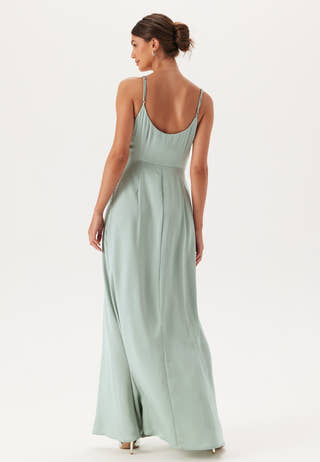 Waterfall Slit Satin Gown