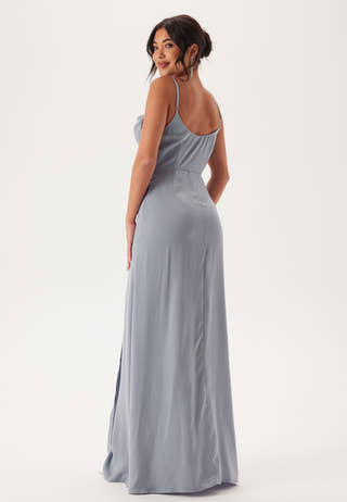 Waterfall Slit Satin Gown