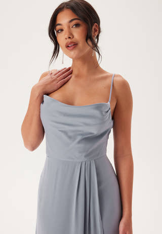 Waterfall Slit Satin Gown