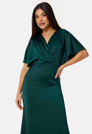 Wrap Satin Midi Dress
