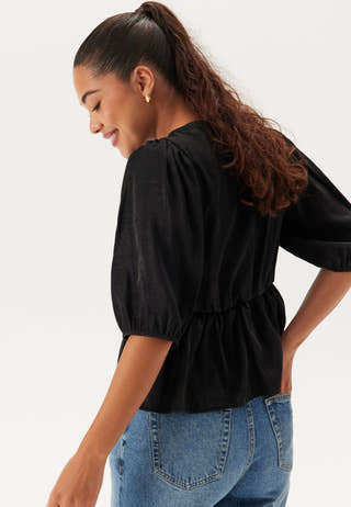 Round Neck Puff Sleeve Blouse
