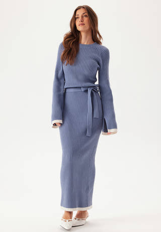 Round Neck Rib Knitted Maxi Dress