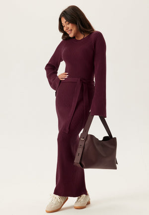 Round Neck Rib Knitted Maxi Dress