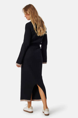 Round Neck Rib Knitted Maxi Dress