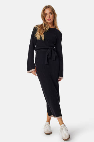 Round Neck Rib Knitted Maxi Dress