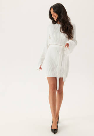 Round Neck Rib Knitted Short Dress