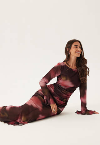 Ruched Mesh Dress