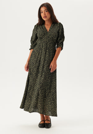 Ruched Sleeve Midi Dress