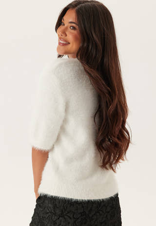 Short Sleeve Fluffy Knitted Cardigan