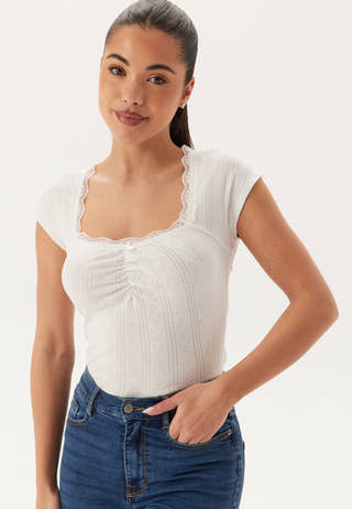 Short Sleeve Pointelle Top
