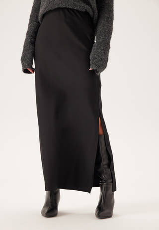 Slit Satin Maxi Skirt