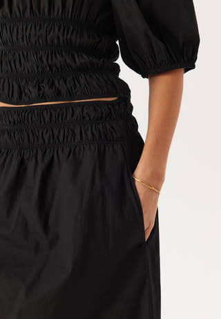 Smock Waist Maxi Skirt