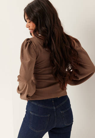 Square Neck Balloon Sleeve Top