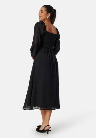 Square Neck L/S Midi Georgette Dress