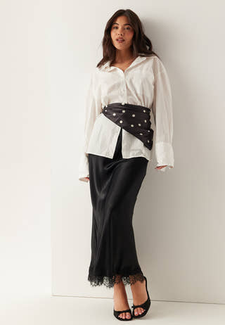 Viscose Satin Lace Skirt