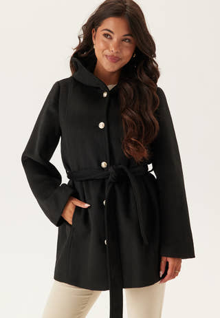 Hooded Wool Blend Coat