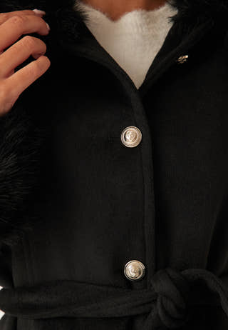 Hooded Wool Blend Coat