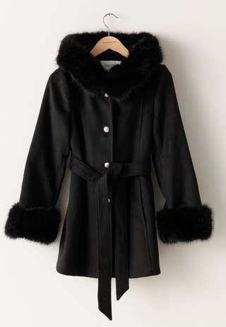 Hooded Wool Blend Coat
