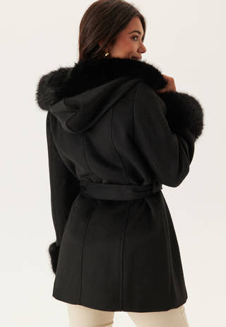 Hooded Wool Blend Coat