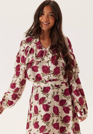 Printed Frill Blouse