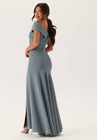 Bardot Pleat Maxi Split Dress