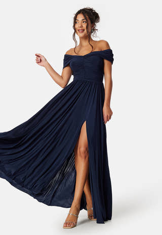 Bardot Rouched Maxi Split Dress